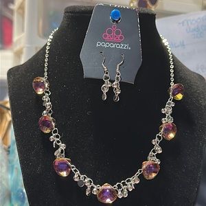 Paparazzi #867 oil spill necklace with matching earrings